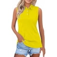 thumbnail image 1 of Tweang Sleeveless Collared Shirts Tees collared shirts for women sleeveless polo shirts for women Stretch Womens Sleeveless Tennis Tank Top Lightweight Shirt Lightweight Cooling A1-Yellow 3XL, 1 of 5