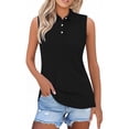 thumbnail image 1 of Tweang Sleeveless Collared Shirts Tennis Tank Top sleeveless polo shirts for women Loose Fit Summer Tees Sleeveless Polo Shirt Lightweight Cooling Stretch Womens Sleeveless Blouses Tops A1-Black 2XL, 1 of 5