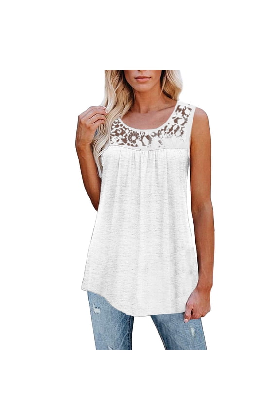 Sleeveless Tops sleeveless shirts for women Basic Shirts wide strap tanks Flowy Tank Long Tank Tops Casual Blouses camisole tops for women Lounge Blouse women's tanks & camis White M