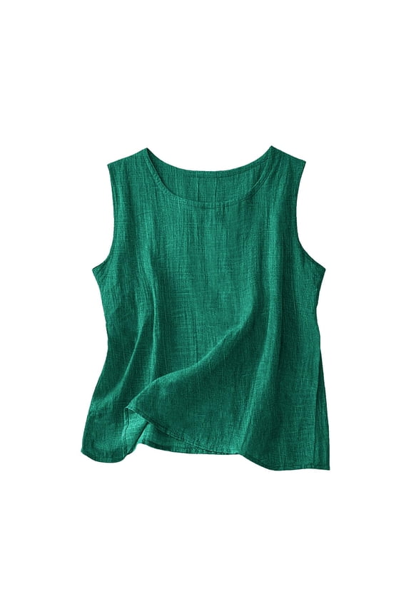 Sleeveless Tunic Tops for Women Baggy T-shirt Vest Tee Solid Color T-shirt Built in Comfort Bra Sleeveless Shirts Solid Color Vest Spaghetti Strap Double Layer Basic Solid Flowy Tees Green 4XL