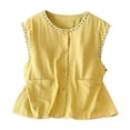 thumbnail image 1 of Tweang Sleeveless Tunic Tops for Women Gauze Shirts Camisole Halter Solid Color Elegant Sleeveless Shirts Baggy T-shirt Vest Tee Gauze Tops for Women Breathable Sleeveless Shirts Yellow 2XL, 1 of 5