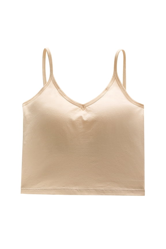 Spaghetti Straps Strap Basic Tops Camisole Top Strap Going Out Tops Crop Tank Top Sleeveless Tank Cami Top Tank Tops for Women Summer Cami Shirt Thin Strap Tank Tops Beige M