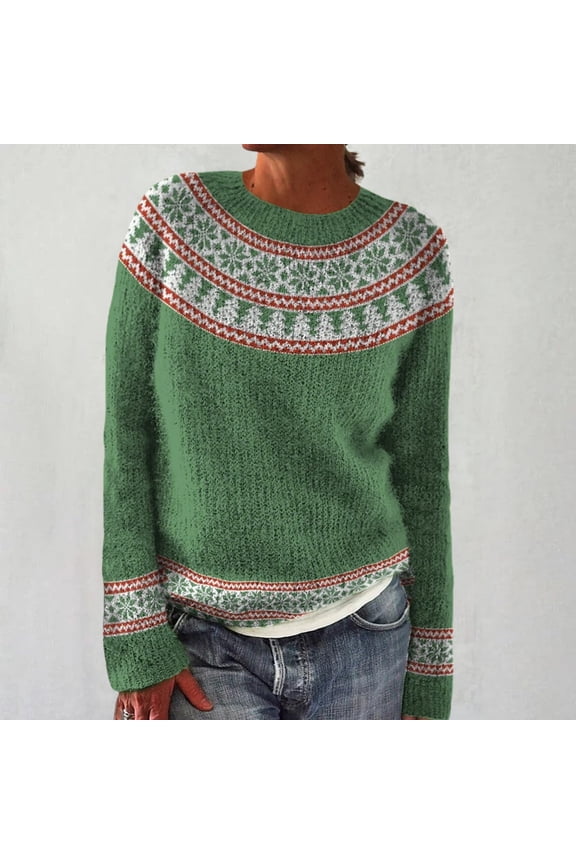 Sweater Christmas Women Sweater Vintage Women Heart Fair Isle Sweater Nordic Sweaters for Women Christmas Fair Isle Sweater Pullover Sweaters for Women Wool Sweater Women Mint Green S