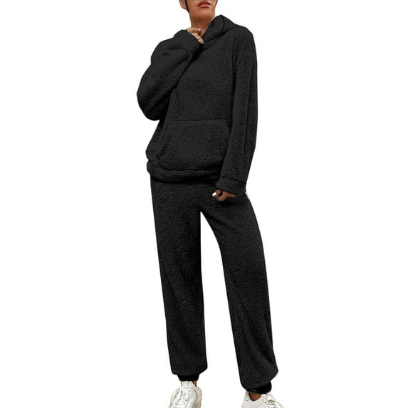 Tweang Sweater Sets for Women Womens Sets 2 Piece Outfits Fall Womens Sweatsuits 2 Piece Set Gym Outfits for Women Set Skirt Sets Women 2 Piece Outfits Pajamas for Women Set Black L