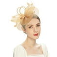 thumbnail image 1 of Tweang Tea Party Hats Woman Fascinator Hat with Veil Vintage Bridal Wedding Tea Party Cap Gold One Size, 1 of 8