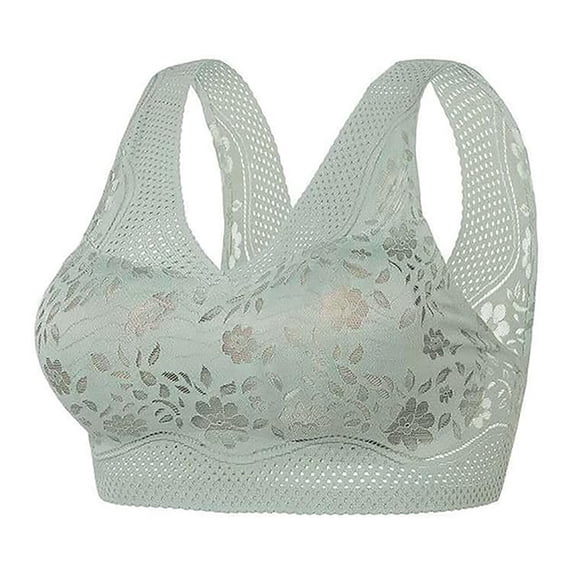 Tweang Wide Straps Bra Wide Adjustable Straps Bras with Support and Lift Full Coverage Bra Posture Correcting Bra Supportive Bralettes High Stretch No Underwire Bras Women's Bra Green 2XL
