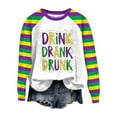 thumbnail image 1 of Tweang Women Mardi Gras Shirts Carnival Shirt Mardi Gras Long Sleeve Shirt for Women Ribbed Tops for Women Purple Mardi Gras Shirts for Women Boat Neck Tops for Women White S, 1 of 4