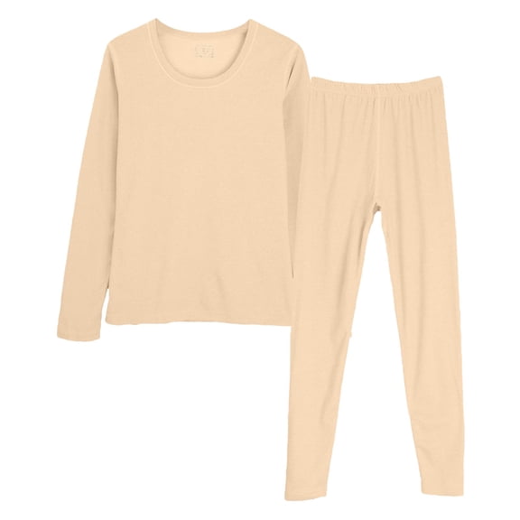 Tweang Women Thermal Set Base Layer Lounge Set for Women Warm Under Clothes for Women Womens Thermals Top and Bottom Set Long Johns for Women Beige M-3XL