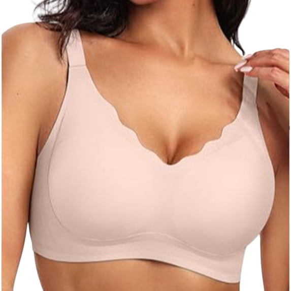 Tweang Women's Spaghetti Strap Bras Smoothing Women's Spaghetti Strap Thin Straps Padded Support Underwear backless Comfort Underwire Brassiere Lightly Padded Bra Bralette Support Beige L