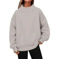thumbnail image 1 of Tweang Womens Sweat Shirts No Hood Sweatshirt for Women Sweatshirt for Women Plus Size Fall Sweaters Women Oversized Hoodie Mock Neck Sweatshirt Fall Sweaters for Women Khaki 3xl, 1 of 4