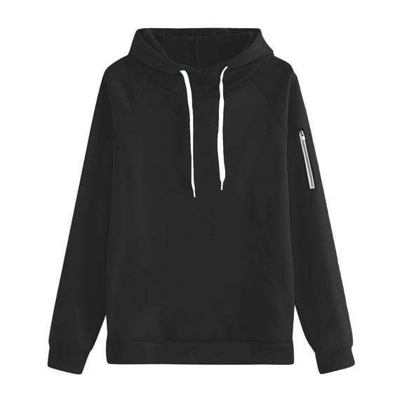 Tweang Womens Zip Up Hoodies half zip women womens hoodies Women's Autumn And Winter Fashion Plus Size Sweatshirt crew neck sweatshirts women women sweatshirt crewneck Black L