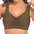 thumbnail image 1 of Tweang wireless bra Convertible Straps Everyday Bras Padded Comfort with Support push up T-Shirt Bra wireless bra Full Coverage No Underwire Comfy Mesh Comfort Wirefree sports bras Coffee 2XL, 1 of 8