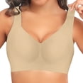 thumbnail image 1 of Tweang women's bras Plus Size for Older Women wireless bra breathable bra Full Coverage No Underwire Padded Comfort with Support Scalloped Seamless Posture Correcting Comfy Mesh Beige L, 1 of 8