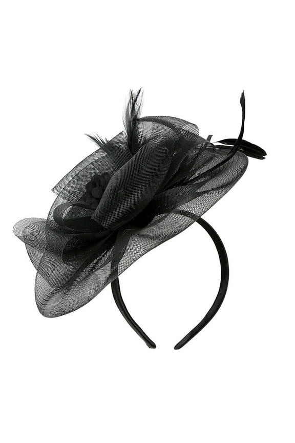 women's fascinators Flower Feathers Hat Tea Party Hat Headband Fascinator Hat Headpiece Wedding Hat head bands with clips Wedding Tea Party with Headband Clip Accessories Hat Black One Size