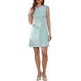 thumbnail image 1 of Tweed Dress for Women's Elegant Plaid Sleeveless Tank Dress Spring Summer Business Casual Work Mini Dress XL Blue Apricot Silver, 1 of 6