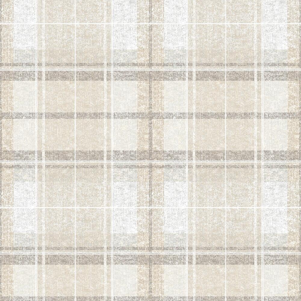 Beige Tweed Plaid Peel and Stick Wallpaper Roll