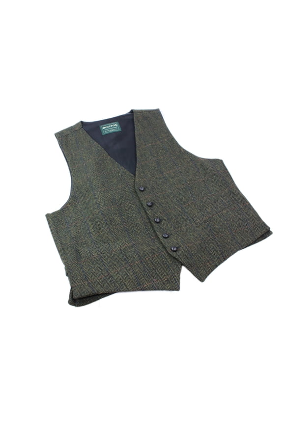 Tweed Vest Fullback Green 100% Wool from Ireland