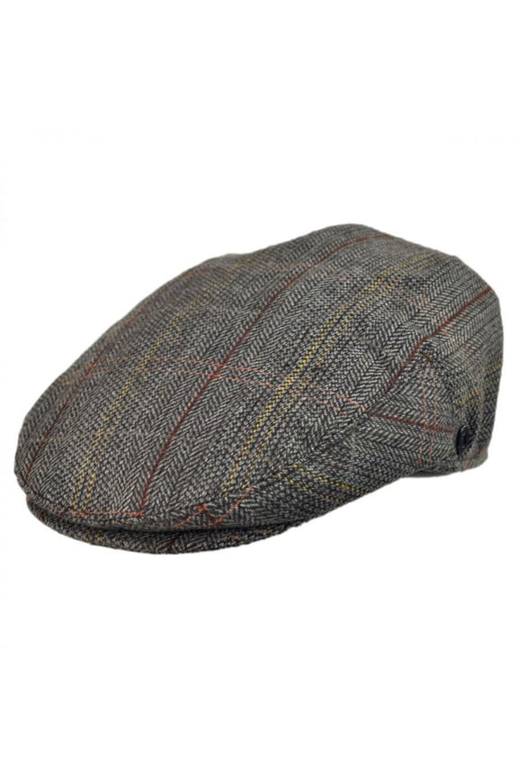 Tweed Wool Blend Ivy Cap - L - Brown/Gray
