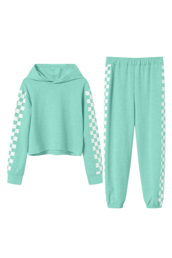Tween Back To School Clothes 2025 Girls Sweatsuit Set Cute Hooded Sweatshirt & Jogger Pants with Pocket Casual Outfuts Set Girls Winter Outfits 4-16