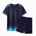 thumbnail image 1 of Tween Boy 11-13T Athletic Outfits Quick Drying Sports Short Sleeve Tee & Shorts Set 2Pc Football Gibobby,13-14 Years,Navy, 1 of 4