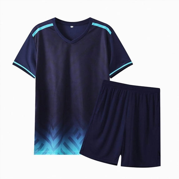 Tween Boy 11-13T Athletic Outfits Quick Drying Sports Short Sleeve Tee & Shorts Set 2Pc Football Gibobby,13-14 Years,Navy
