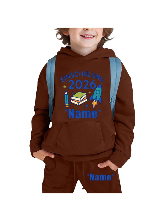 Tween Boy Clothes 2 Pieces Outfit Set Preschool Memory Print Sweatshirt Unique School Admission Keepsake Top And Cozy Bottoms Blend Outfit Casual Pants Set 3-4 Years