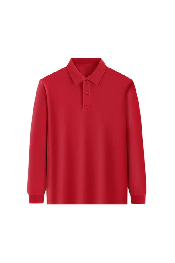 Big Boys Long Sleeve Polo Shirt Solid Color Plain T-Shirt Casual Soft Undershirt