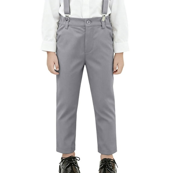 Tween Boys Dress Pants School formal Occasions Flat Front Trousers With Adjustable Waistband Durable Twill Classic Fit
