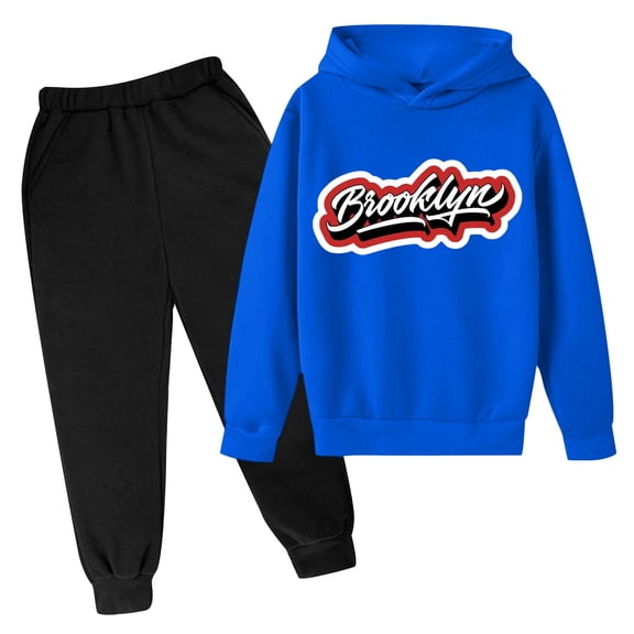 Tween Boys Girls Active Sweatsuit 2 Piece Long Sleeve Blue Tracksuit Hoodie and Jogger Sweatpants Winter Clothes Size 11-12 Years Girls Clothes