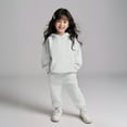 thumbnail image 1 of Tween Boys Girls Active Sweatsuit 2 Piece Long Sleeve White Hooded Sweatshirt Sweatpants Set Fall Winter Clothes Clothes for Girls 10-11 Years, 1 of 4