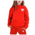 thumbnail image 1 of Tween Boys Girls Sweatsuit Set 2PC Long Sleeve Red Hooded Sweatsuits Pullover and Jogger Sweatpants Fall Clothes 12-13 Years Girls Outfits, 1 of 4