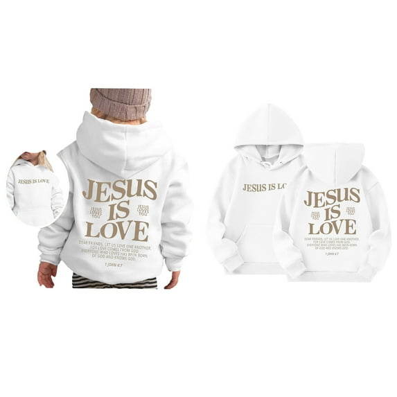 Tween Boys Hoodies Jesus Loves You Hooded Sweatshirts Long Sleeve Graphic Hoodies Girls Casual Loose Pullover Top Christian Hoodies Tween Clothes 11-12Years