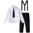 thumbnail image 1 of Tween Boys Long Sleeve Shirt Outfit Set Kids School Formal Wear Academic Performance Suit Daily Wear Boys Clothing Black Size 11-12T, 1 of 5