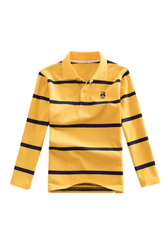 Tween Boys Long Sleeved T Shirt Striped Comfortable Polo Shirt Casual Back to School Clothes