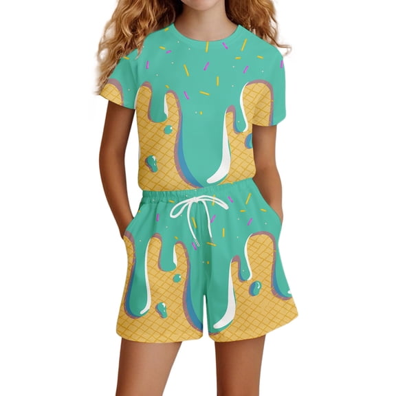 Tween Boys Pajamas Set Crewneck Short Sleeve Top and Shorts Set Summer Pjs Sleepwear Outfits Tween Boy Pajamas 10-11 Years