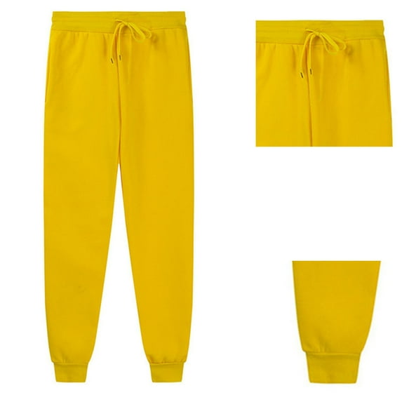 Tween Boys Sweatpants Boys Jogger Pants with Pockets Adjustable Drawstring Loose Fit Yellow Pants Kids Pants 10-11 Years
