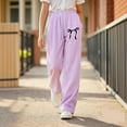 thumbnail image 1 of Tween Girls Sweatpants Girls' Athletic Pants with Pockets Adjustable Drawstring Pants Bowknot Purple Sweat Pants for Boys 11-12 Years, 1 of 7