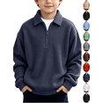 thumbnail image 1 of Tween Boys Waffle Knit Pullover Sweatshirts Kids 1/4 Zip Collared Shirts Long Sleeve Casual Fall Winter Tops Outerwear Warm Clothes, 1 of 10