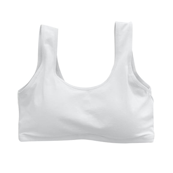 Tween Bra Padded Training Bras for Girls Seamless Cami Bralettes Cropped Sports Soft Stretchy Underwear Vests White One Size
