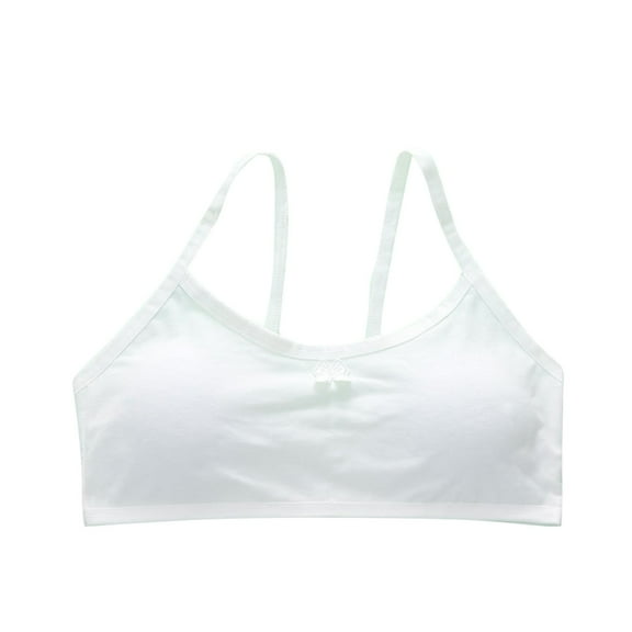 Tween Bra Padded Training Bras for Girls Seamless Sports Comfy Soft Tween Bras Padding Sports Bra Padded White One Size