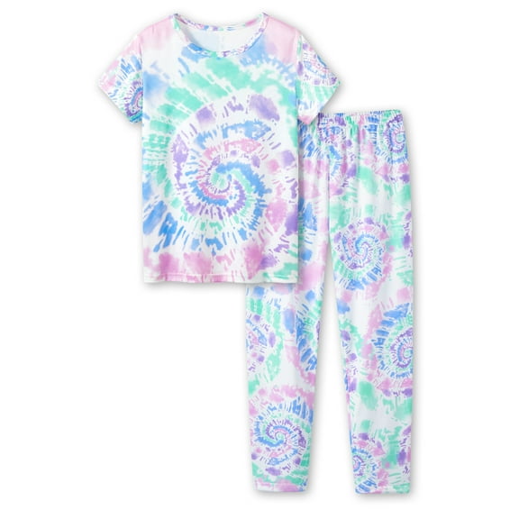 Tween Clothes Trendy Tie Dye Spiral Pajamas for Girls 2-Piece Shirt & Pants PJ Set Jammies Size 14