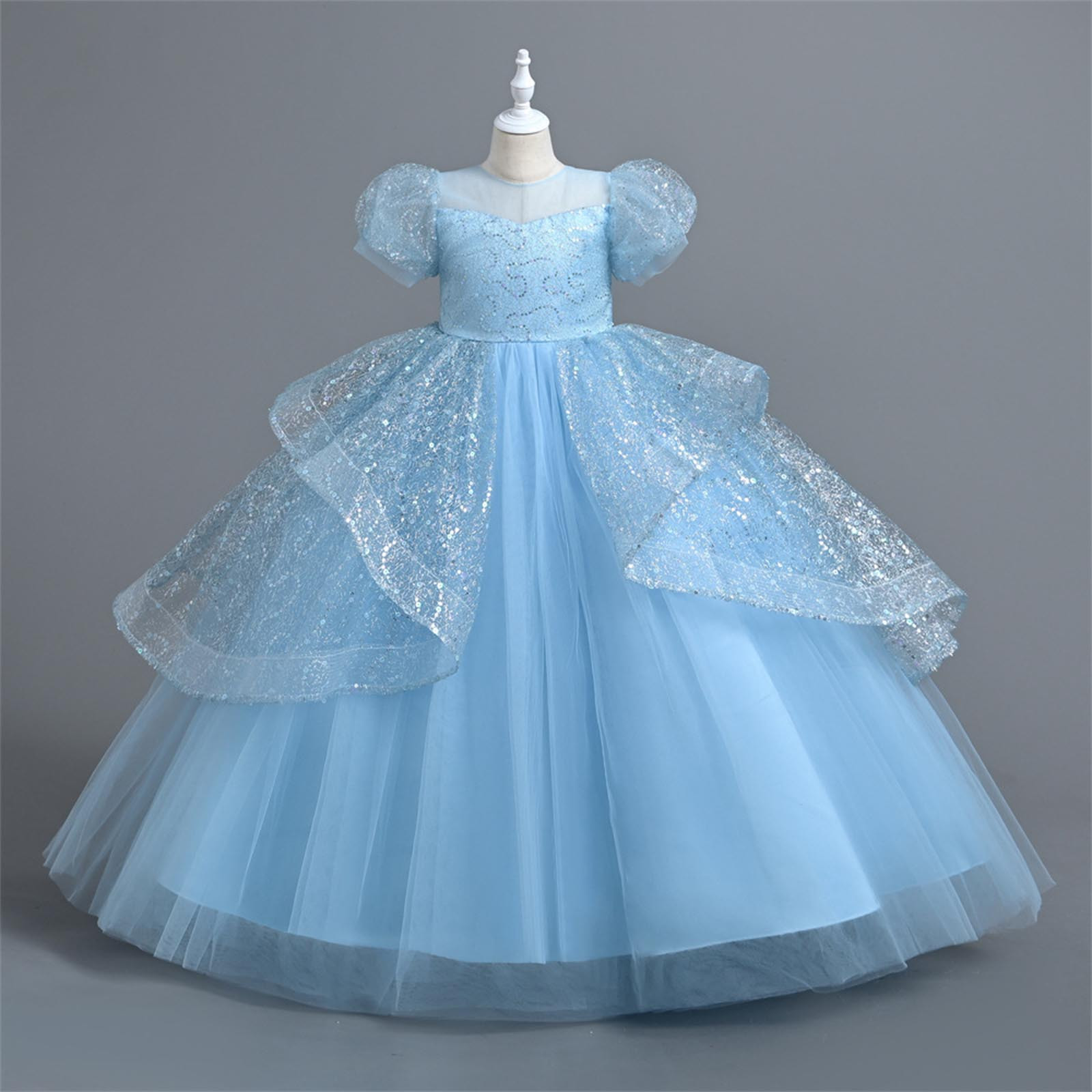 Tween Dresses Flower Girl Dress for Wedding Fancy Princess Ball Gown Dresses Tulle Maxi Birthday Party Dress Bridesmaid Formal Special Occasion Dresses Vestidos Elegantes Para Niñas,Size 7-12