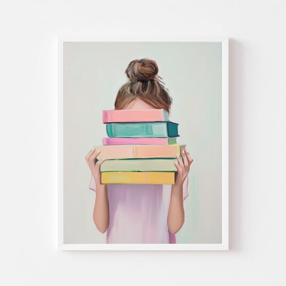 Tween Girl Reading Wall Art Print, Unframed Paper Poster 8x10in