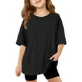 thumbnail image 1 of Tween Girl Shirts 11-12 Years Solid Color T Shirt Girls Tops Preppy ClothesTrendy Girls Fans Gift Tops Black, 1 of 6