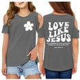 thumbnail image 1 of Tween Girl Shirts 4-5 Years Love Like Jesus Short Sleeve T-Shirts Back To School Shirt Graphic Printed Top School Clothes for Girls Grey, 1 of 7