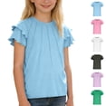 thumbnail image 1 of Tween Girl Shirts Ruffle Sleeve Crew Neck Tween Blue T Shirt Slim Fit Shirts for Tween 10-11 Years, 1 of 4