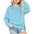 thumbnail image 1 of Tween Girl Sweatshirt Long Sleeve Blue Sweatshirt Girls Crewneck Pullover Tops Fall Clothes Little Girls Clothes Size 13 Years, 1 of 5
