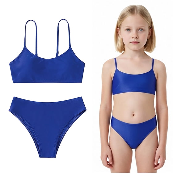 Tween Girl Swimsuits Adjustable Straps 2 Piece Girls Bathing Suits with Chest Pad Swim Suit for Girls 12 Years