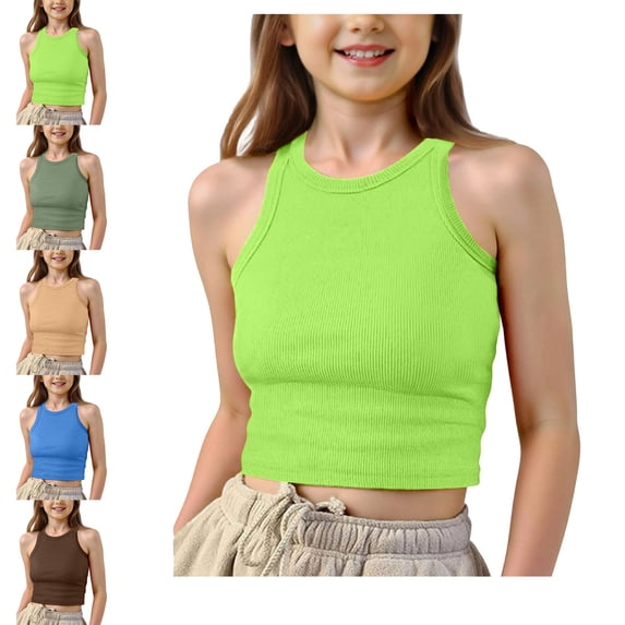Tween Girl Tank Tops Sleeveless Yellow Tank Top Girls Underwear Athletic Tween Clothes for Girls 11-13 Years