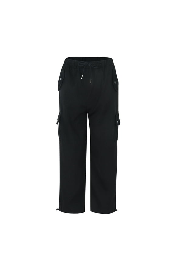 Tween Girl's Cargo Pants Solid High Waist Pocket Loose Trousers Quick Dry Sport Sweatpants